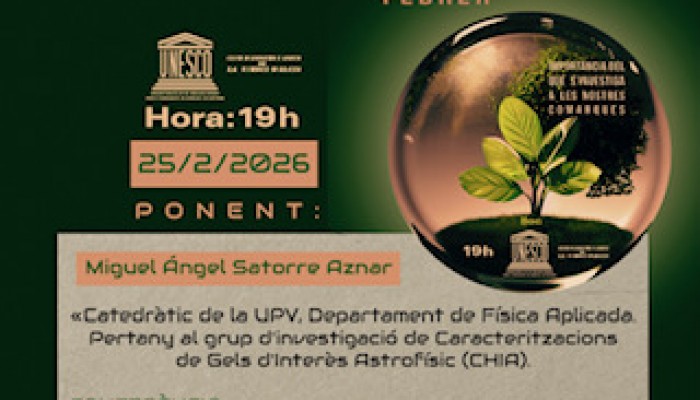 CI&Egrave;NCIA PR&Oacute;XIMA IV 25 FEBRER 2026 "GELS ESPACIALS. MOL&Egrave;CULES A L'ESPAI: DEL LABORATORI AL MEDI INTERSTEL.LAR" MIGUEL A. SATORRE AZNAR
