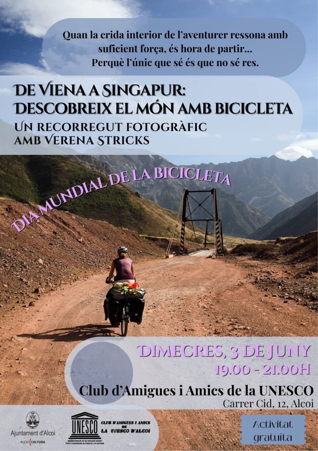 3 DE JUNY DE 2026 , A LES 19 HORES "DE VIENA A SINGAPUR: DESCOBREIX EL M&Oacute;N AMB BICICLETA"